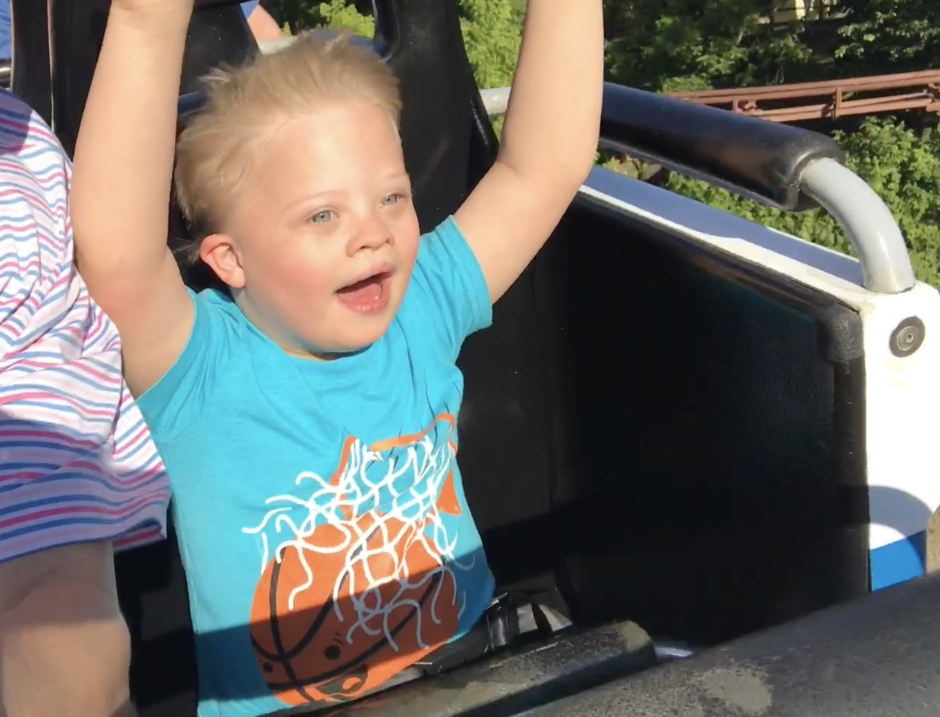 Our Son With Down Syndrome s First Ride On An Upside Down Roller