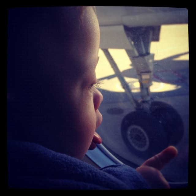 cute baby kid air plane down syndrome