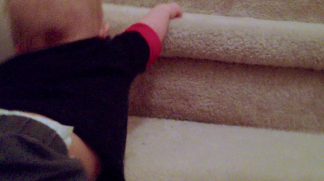 baby crawling stairs first time home