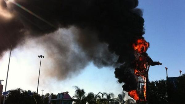 big tex catches fire