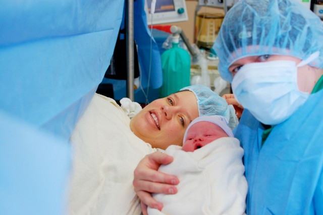 new born baby down syndrome delivery room c section