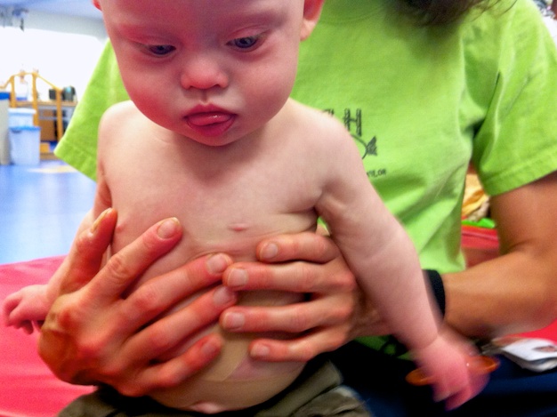 Our son with down syndrome at physical therapy