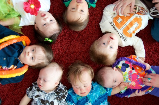 down syndrome group picture babies friends