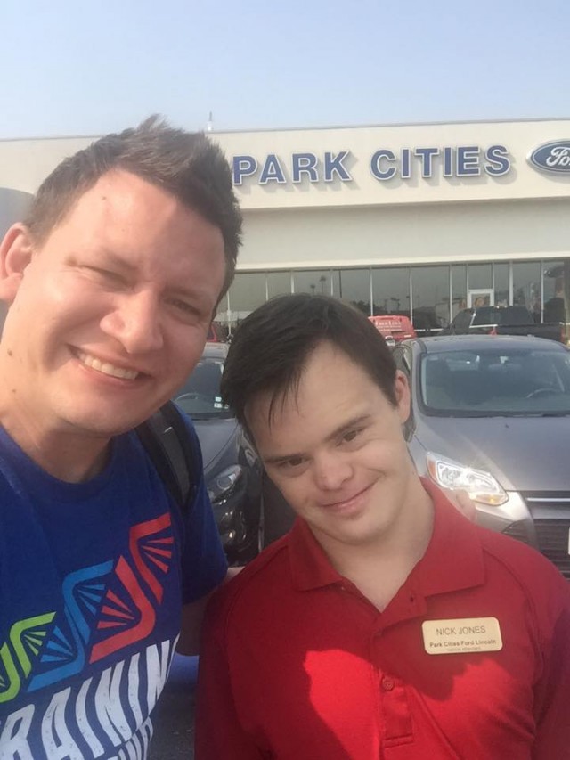 employe with down syndrome working at car dealership