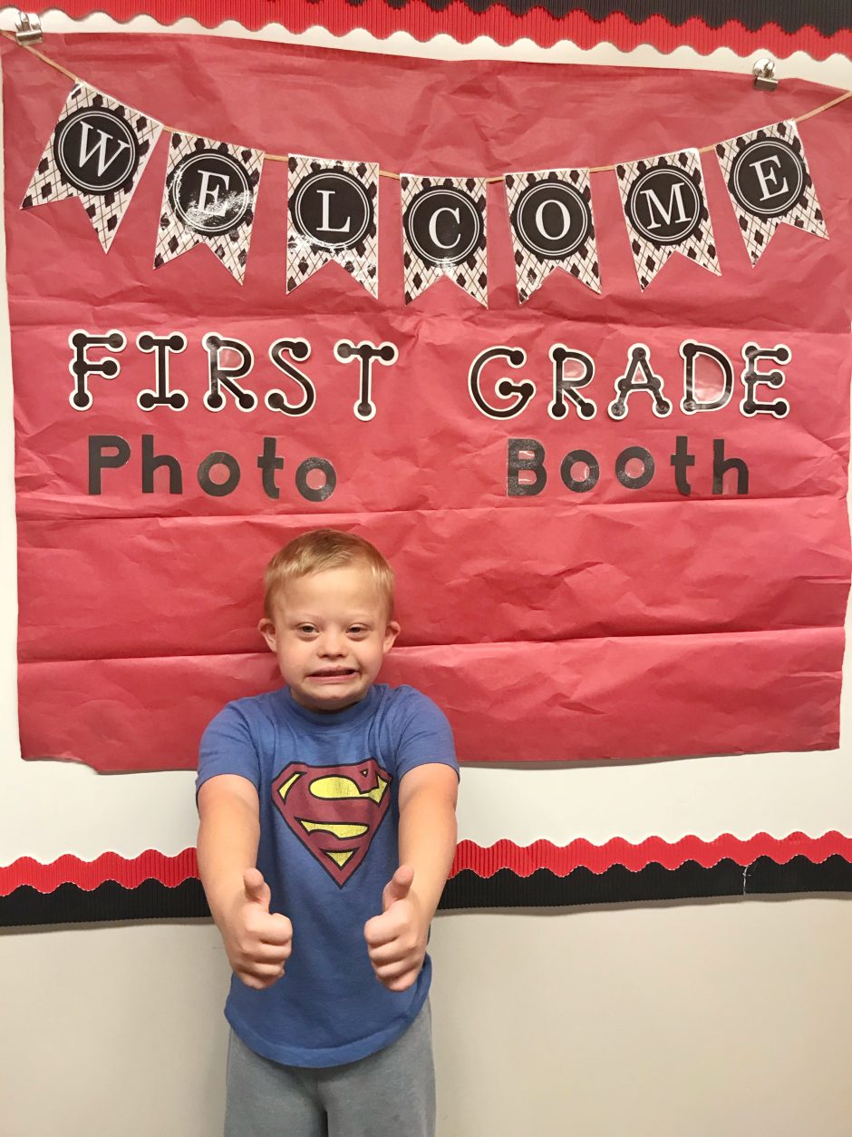 first day of 1st grade down syndrome kid
